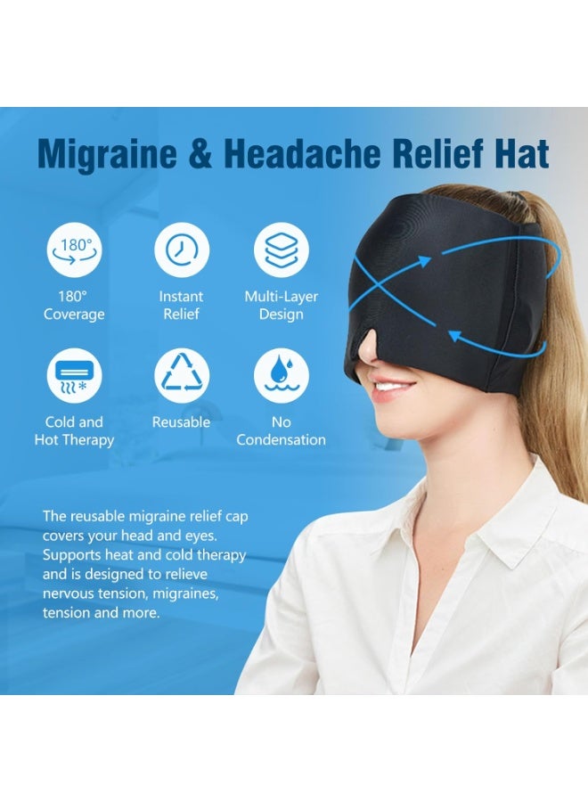 Migraine Relief Cap, Odorless Headache Relief Hat with Hot and Cold Therapy, Migraine Ice Head Wrap Cold Compress for Tension Relief, Sinus & Stress - Image 2